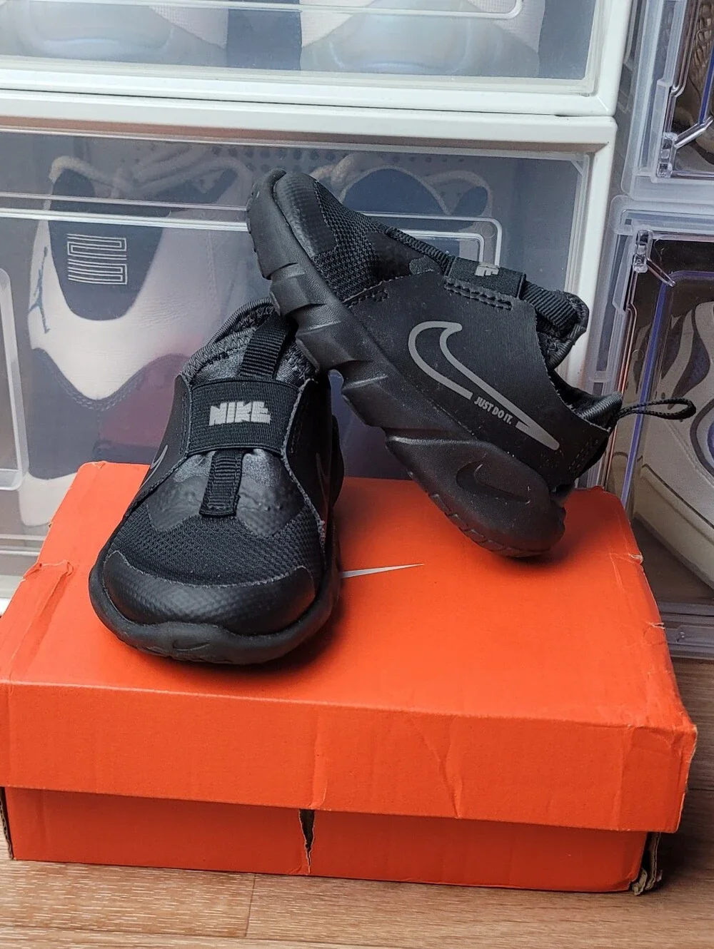 Toddler's Nike Flex Runner 2 Black/Flat Pewter-Anthracite DJ6039 001 Size 6c